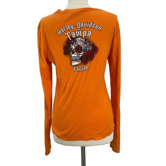 HARLEY DAVIDSON Tampa, Florida Orange Skull & Floral Graphics - Picture 2 of 11